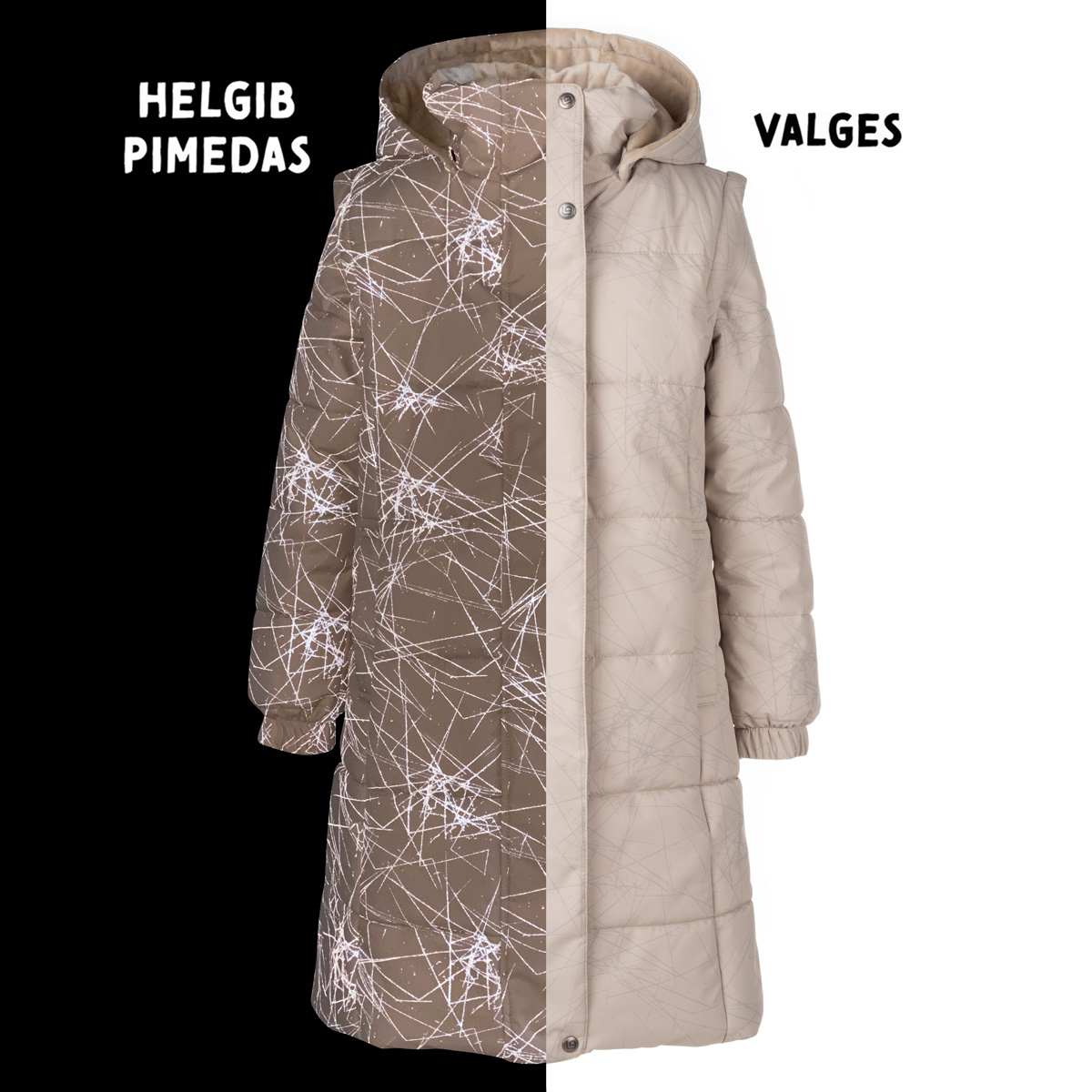 Kaks-ühes vest-mantel helkurkangast